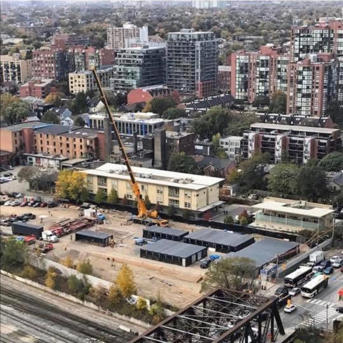 Aerial view of an urban construction site