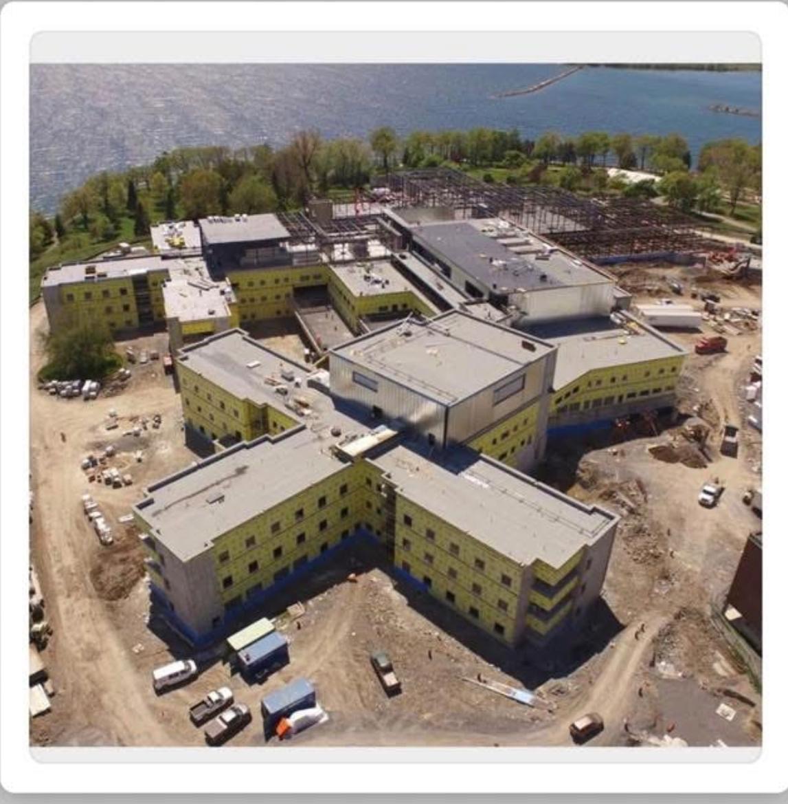 Aerial view of a waterfront construction project